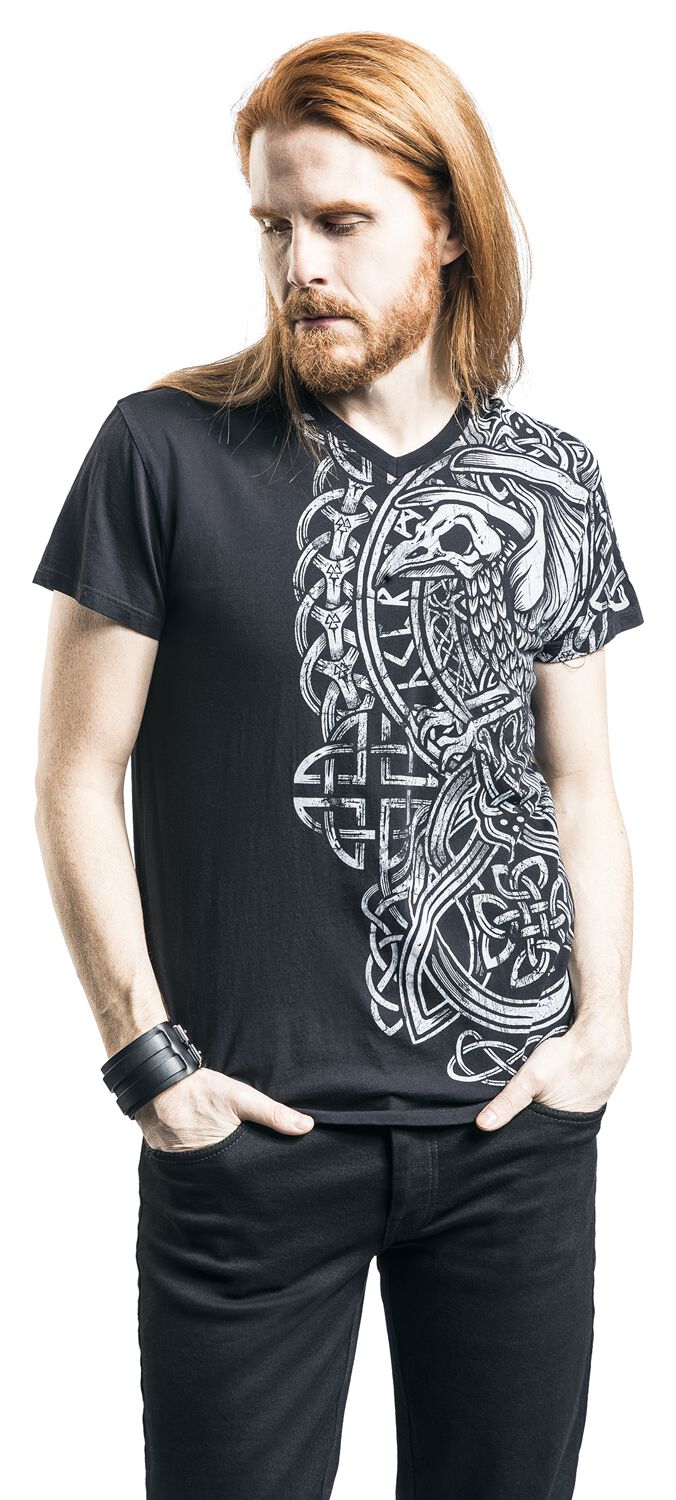 T-shirt | Black V-Neckline EMP with T-Shirt EMP | Print by Premium Black and